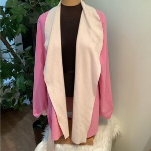 HUE pink and cream belted bath robe Woman’s size L/XL pink and cream